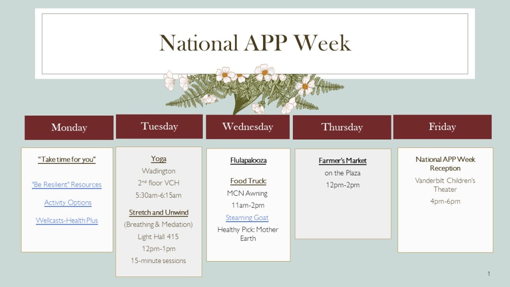 National APP Week Calendar 