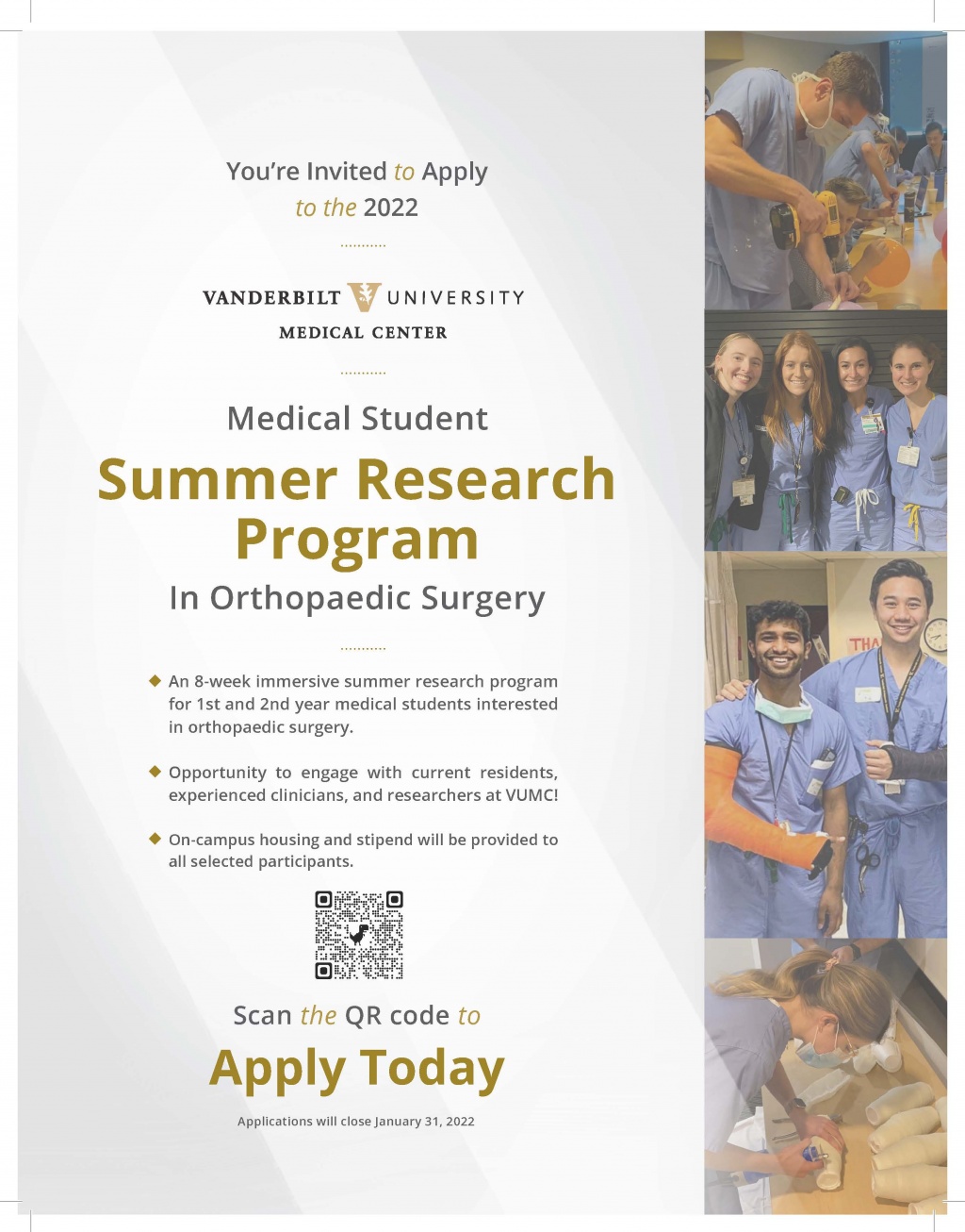 Medical student summer research program flyer