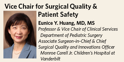 Eunice Y. Huang, MD, MS, Professor & Vice Chair of Clinical Services, Department of Pediatric Surgery, Surgical Quality and Innovations Officer, Monroe Carell Jr. Children's Hospital at Vanderbilt